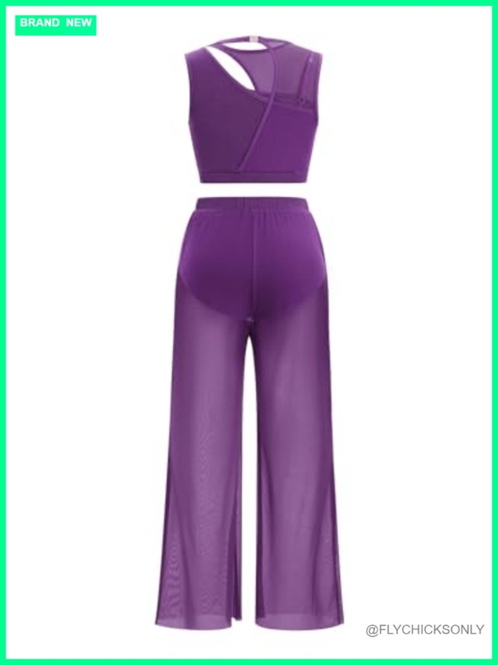 Lyrical Dance Dress 2PCS Cutout Crop Top Sheer Pants Ballet Contemporary Costume